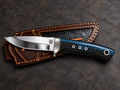 8.25" Fixed Blade Knife – 12C27 Stainless Steel – Blue Honeycomb Handle