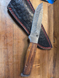 9 1/4 inch Raindrop Damascus, rosewood handle