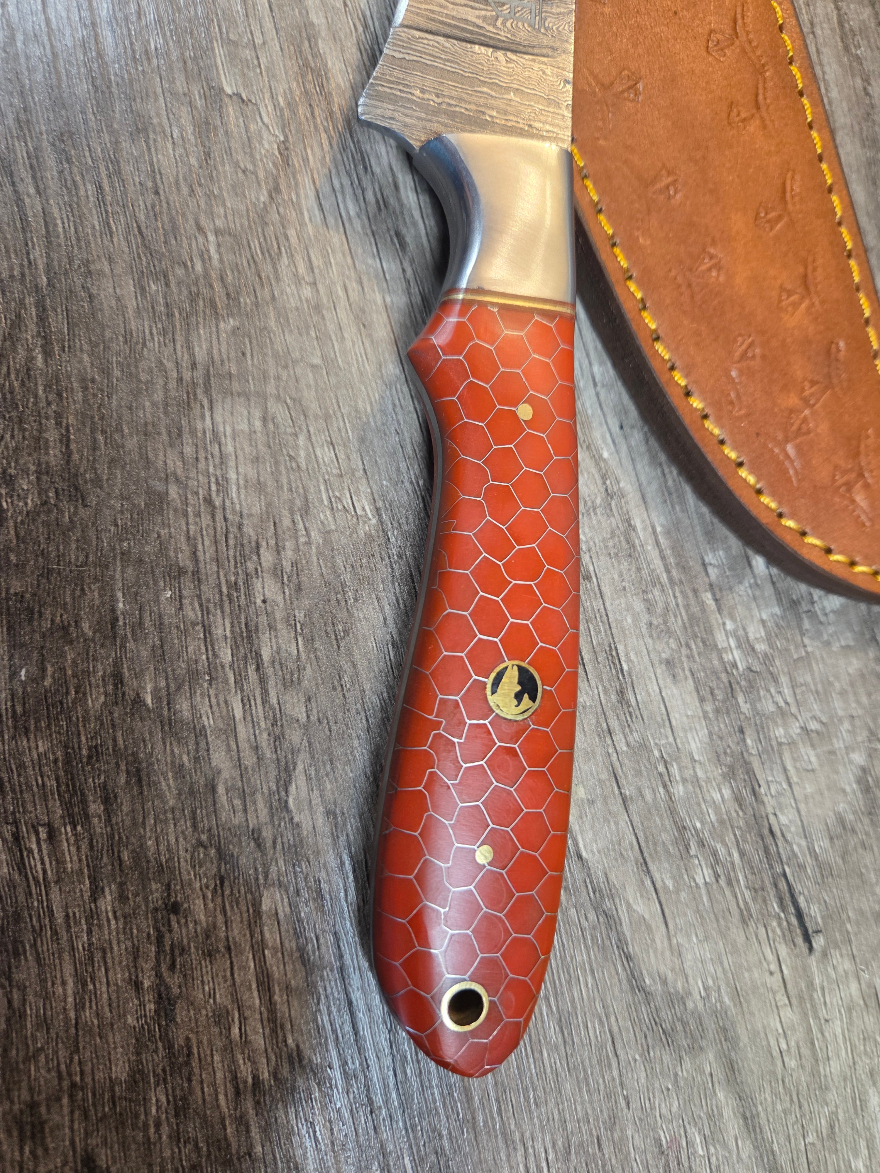 8" blade Damascus filet with honeycomb handle
