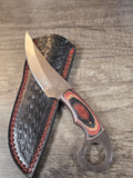 4" blade, 8" overall length full tang with finger hole, micarta handle