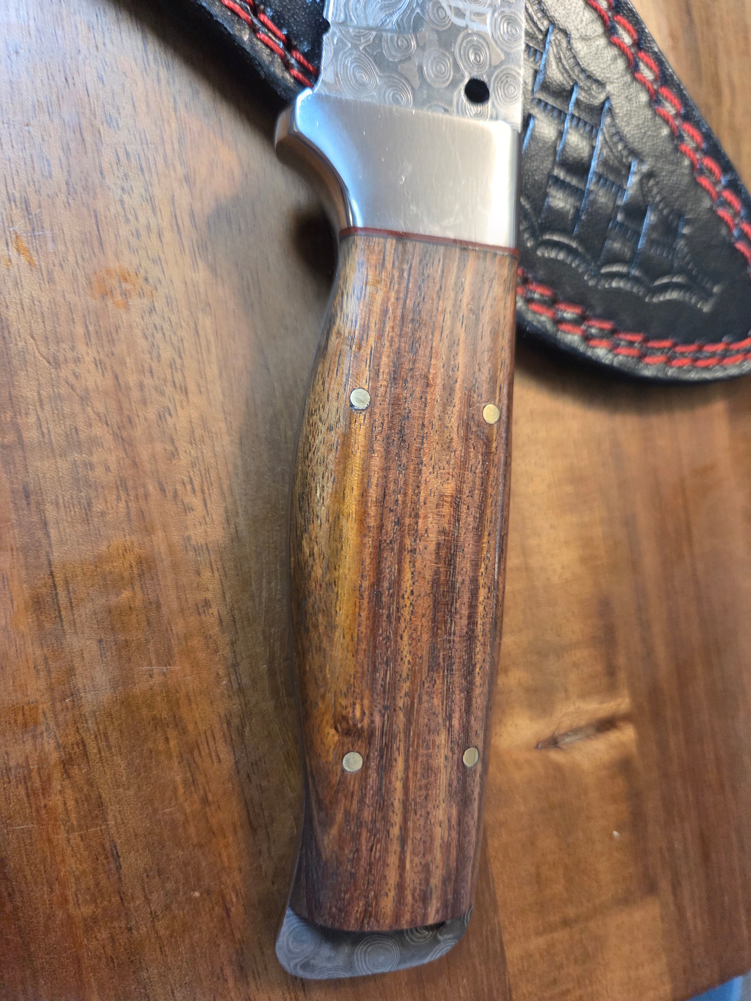 9 1/4 inch Raindrop Damascus, rosewood handle