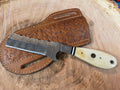 4" blade Damascus bullcutter with bone handle